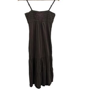 BILLABONG Brown Dress With Crochet Flower Sz SM